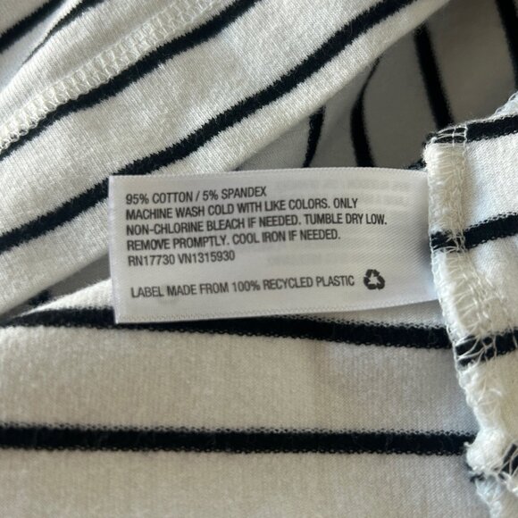 Merona Black and White Striped Stretch Cotton Casual Tunic Top Zip Pockets - Picture 6 of 7